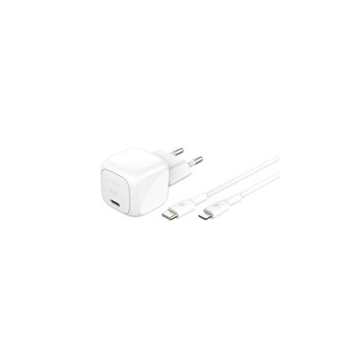 image Belkin Chargeur Secteur Compact BoostCharge 30 W (USB-C Power Delivery, Recharge Rapide pour Apple iPhone, Samsung Galaxy, iPad, AirPods, tablettes, etc., câble USB-C vers Lightning Inclus, Blanc)