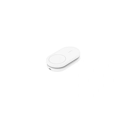 image Belkin BoostCharge Socle de Recharge 2-en-1 aimanté et Pliable Qi2, 15W, Compatible MagSafe Chargeur sans Fil, Recharge Rapide, Apple iPhone 17, iPhone Air, Pixelsnap, Adaptateur Inclus - Blanc