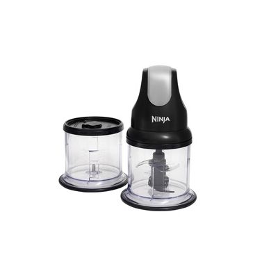 image Ninja Express Chop Mini-hachoir électrique à herbes et légumes, pour hacher, émincer et réduire en purée les aliments afin de réaliser sauces, purées et soupes, Mixeur compact noir NJ1002EUBK