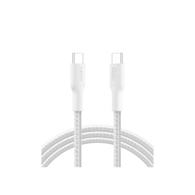 image Belkin Eco Câble USB-C vers USB-C avec gaine tressée, 2 m, 240 W, doux au toucher, souple, Câble de recharge rapide, pour iPhone 16, Galaxy S25, Pixel 9, MacBook, iPad Pro, etc.- Blanc (USB 2.0)