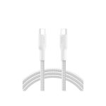 image produit Belkin Eco Câble USB-C vers USB-C avec gaine tressée, 2 m, 240 W, doux au toucher, souple, Câble de recharge rapide, pour iPhone 16, Galaxy S25, Pixel 9, MacBook, iPad Pro, etc.- Blanc (USB 2.0)