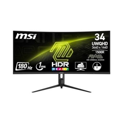 image MSI MAG 342CQR E2 Écran Gaming incurvé 34" UWQHD - Dalle VA 1500R 3440 x 1440, 180 Hz / 1 ms (MPRT), Adaptive-Sync - DP 1.4a, HDMI™ 2.0b CEC