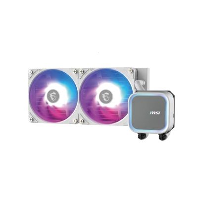 image MSI MAG CORELIQUID A13 240 WHITE Watercooling AIO - Couverture complète du CPU, design du circuit d'eau amélioré, ARGB, CycloBlade 7, Radiateur Split-Flow, Ventilateurs à roulement de type Rifle