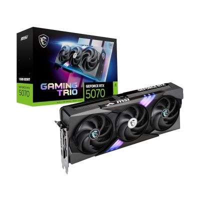 image MSI NVIDIA GeForce RTX 5070 12G Gaming Trio OC Carte Graphique - 12 Go GDDR7 (28 GB/s, 192-bit), PCIe 5.0 - TRI FROZR 4 (3 x Ventilateurs STORMFORCE) - RGB - HDMI 2.1b, DisplayPort 2.1b