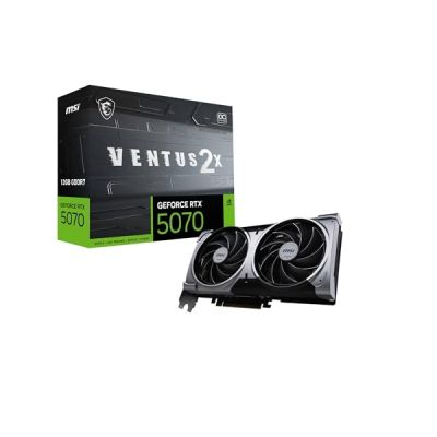 image MSI NVIDIA GeForce RTX 5070 12G Ventus 2X OC Carte Graphique - 12 Go GDDR7 (28 GB/s /192 Bits), PCIe 5.0 - Double Ventilateur (2X Ventilateurs TORX 5.0), HDMI 2.1b, DisplayPort 2.1b, SFF Ready