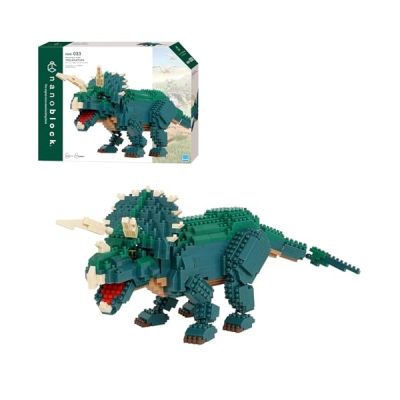 Bandai - Nanoblock - Figurine Dinosaure - Triceratops Deluxe - Figurine en Briques 930 pcs - Jeu de Construction Montage Maquette - Kit Construction Jouet Enfant 12 Ans et + Ado Adultes - NBC033