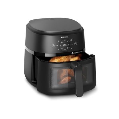 image PHILIPS Air Fryer Série 2000-6.2L, 13 façons de cuisiner, technologie RapidAir, jusqu'à 90% de matières grasses en moins, fenêtre de cuisson, cuve de 6,2L, écran tactile, noir (NA230/00)