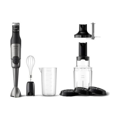 image Philips Mixeur Plongeant Series 5000-3 accessoires + Spiralizer (0.7L), Puissance de 1200W, Technologie ProMix, Indicateur de vitesse à LED, Contrôle sans effort, Nettoyage facile, Noir (HR2684/00)