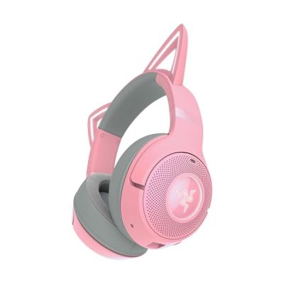 image Razer Kraken Kitty V2 BT - Casque sans-Fil Bluetooth avec éclairage RGB et Oreilles de Chat (Bluetooth 5.2, 40mm Triforce, Micros à Annulation de Bruit, jusqu'à 40 Heures d'autonomie) Rose
