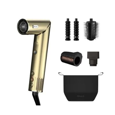 Shark FlexStyle, Sèche-cheveux et styler à air pulsé 4 en 1 édition limitée, embout boucleur auto-enrouleur, brosse plate, brosse ovale, concentrateur, diffuseur, étui de rangement, HD434F1GDEU