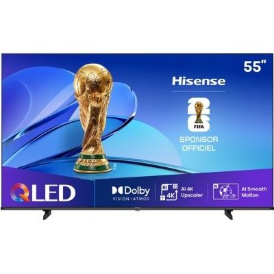 image Hisense Smart TV 55 Pouces 55E7Q QLED 4K UHD Téléviseur, Dolby Vision Atmos, Mode Sport IA MEMC, HDR, VIDAA avec Youtube, Netflix, Disney+, Canal +, Commande vocale Alexa