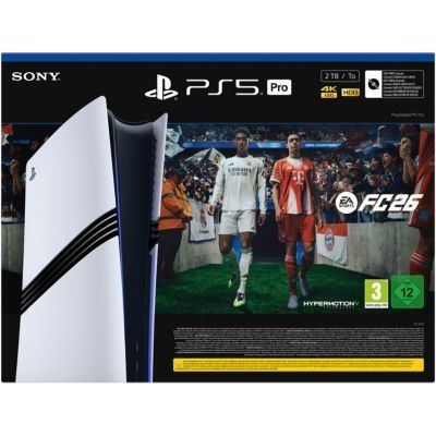 image Playstation Sony, Pack Console PlayStation5 Pro 2 To plus jeu EA SPORTS FC 26 avec 1 Manette Sans Fil DualSense, Couleur : Blanche