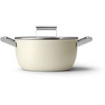 image produit Smeg Cocotte en céramique avec poignée en acier inoxydable Crème mat 24 cm CSF2412CRM
