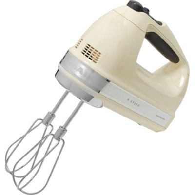 KitchenAid Batteur à Main 9 Vitesses, Moteur CC 85W Silencieux avec Démarrage Doux, 6 Accessoires – Fouets, Crochets & Tige, Cordon Pivotant, Sac de Rangement, Crème Amande