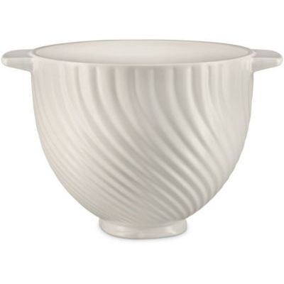 image KitchenAid Bol mélangeur en céramique 5KSM2CB5MR 4,7 L, finition texturée blanche meringue, passe au four, au micro-ondes et au congélateur, compatible avec mixeur sur socle à tête inclinable, blanc