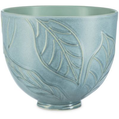 image KitchenAid 5KSM2CB5LB Bol mélangeur en céramique de 4,7 l – Vernis texturé à feuilles de printemps, bol résistant à la température pour mixeurs sur socle à tête inclinable
