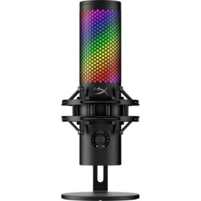 image HyperX QuadCast 2 S Microphone USB avec éclairage RVB, Streaming et podcasting, avec Commandes intégrées, éclairage LED, Support Antichoc Amovible, PC, Mac, USB-C – Noir