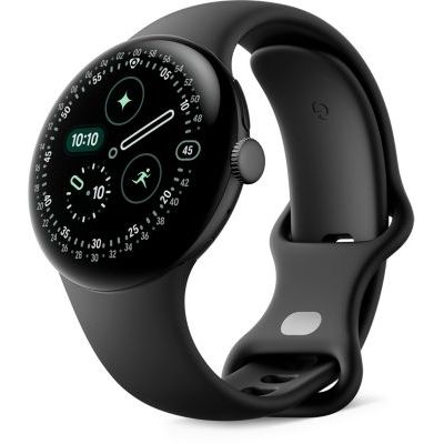 image Google Pixel Watch 4 (41 mm) – Montre connectée Android, Suivi Complet des données de santé et de Remise en Forme – Boîtier en Aluminium Noir Mat – Bracelet Sport Noir Volcanique – Wi-FI