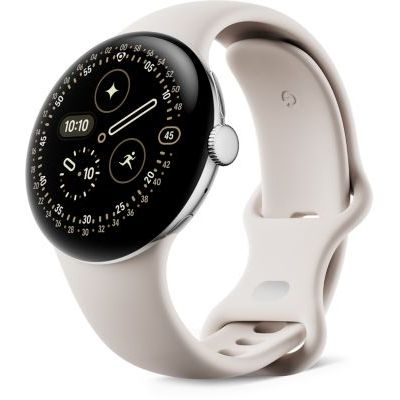 image Google Pixel Watch 4 (41 mm) – Montre connectée Android, Suivi Complet des données de santé et de Remise en Forme – Boîtier en Aluminium Argent Poli – Bracelet Sport Porcelaine – Wi-FI