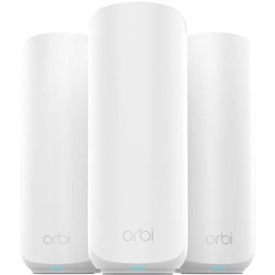 image NETGEAR Système WiFi 7 Mesh Orbi (RBE373), Routeur + 2 Satellites, Fonctions de sécurité, BE3600, 3,6 Gbps, Couverture 360 m2, 70 appareils, Port Internet 2,5 G, Compatible Toutes Box Internet