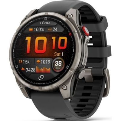 image Garmin fēnix® 8 Pro, 47mm AMOLED - Montre connectée GPS Multisports avec Technologie inReach intégrée - Sapphire, Titane, Titanium avec Bracelet Graphite