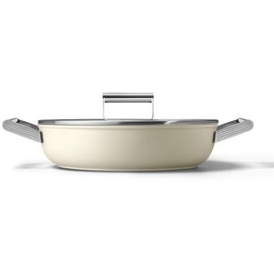 Sauteuse SMEG 28cm céramique crème avec couvercle
