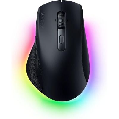 image Razer Pro Click V2 - Souris Ergonomique sans Fil - Assistance IA - Capteur Optique 30K - Autonomie de 3,5 Mois (14 Zones Chroma RGB, molette de Souris HyperScroll inclinable) Noir