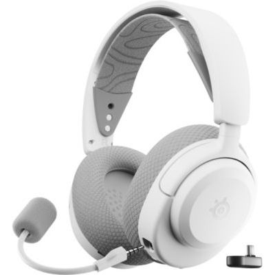 SteelSeries Casque Arctis Nova 3P Wireless - Appli Mobile Companion - Batterie 40h - Haut-parleurs magnétiques en néodyme - 2,4 GHz/Bluetooth - Micro détachable - PS5, PS4, PC, Switch, Mobile -Blanc