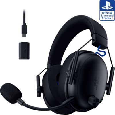 Razer BlackShark V3 pour PlayStation - Casque sans Fil pour e-Sport - Haut-parleurs Triforce 50mm - Microphone Amovible - HyperSpeed 2,4 GHz & Bluetooth - THX Spatial Audio - PS5/PC | Noir