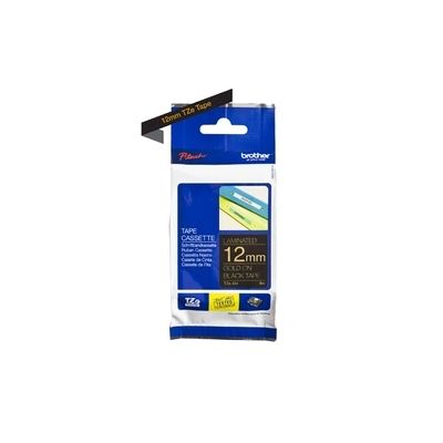 image Brother TZe-334 | Ruban original Laminé | 12 mm | Gold sur fond Noir | 8M