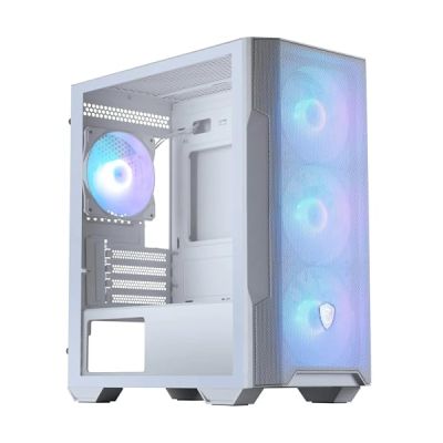 image MSI MAG Forge M100R White Boîtier Micro-ATX - Support GPU jusqu'à 300 mm, Ventilateurs ARGB, filtres à poussière magnétiques, Verre trempé, Module de contôle ARGB 1-6, USB 3.2 Gen 1 Type-A