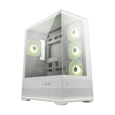 image MSI MAG PANO 110R PZ White Boîtier PC Moyen Tour - Compatible avec Les GPU de 400 mm de Long, filtres à poussière, USB Type-C 20 GB/s, Compatible Cartes mères ATX et Micro ATX à connecteurs arrière