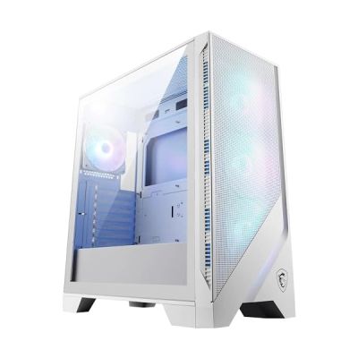 image MSI MAG Forge 320R Airflow White Boîtier PC Moyen Tour - ATX, Compatible avec Les RTX 40, Ventilateurs ARGB, filtres à poussière magnétiques, Verre trempé, Hub de contrôle ARGB, USB Type-A 3.2 Gen 1