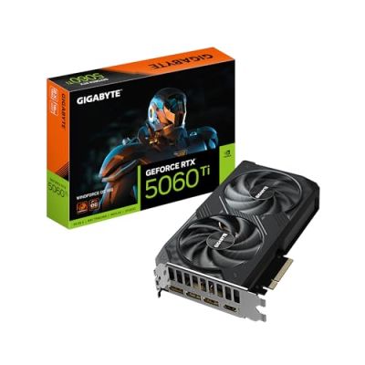 GIGABYTE GeForce RTX 5060 Ti WINDFORCE OC 16G Carte Graphique – 16 Go GDDR7, 128 Bits, PCI-E 5.0, 2587 MHz Fréquence du processeur, 3 x DisplayPort, 1 x HDMI, GV-N506TWF2OC-16GD