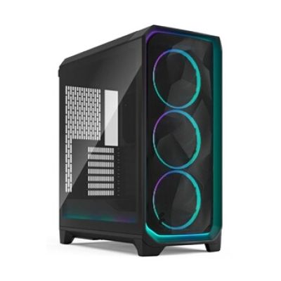 Fractal Design Meshify 3 Ambience Pro RGB Black Tempered Glass Light Tint - High Airflow PC Gaming Case - Mesh Front Panel - Adjust Pro Hub and Three ARGB Momentum 14 Fans Included