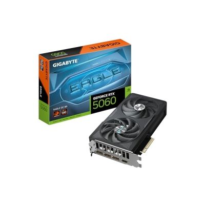 GIGABYTE GeForce RTX 5060 Eagle OC 8G Carte Graphique - 8GB GDDR7, 128bit, PCI-E 5.0, 2550 MHz Fréquence du cœur, 3 x DisplayPort, 1 x HDMI, GV-N5060EAGLE OC-8GD