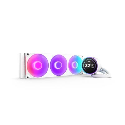 image NZXT Kraken Elite 360 RGB - Refroidisseur liquide tout-en-un pour ordinateur - Radiateur 360mm - Ventilateur central F360 RVB - Écran LCD 2,72" IPS personnalisable - Pompe NZXT Turbine - Blanc