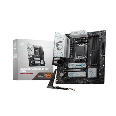 MSI B650M Gaming Plus WiFi Carte-mère, Micro-ATX - Compatible avec Les processeurs AMD Ryzen 9000, 8000 & 7000, AM5 - Mémoire DDR5 jusqu'à 7800+MHz/OC, PCIe 4.0 x16, M.2 Gen4, Wi-FI 6E