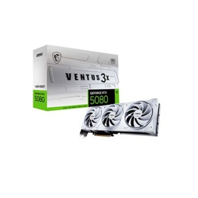 MSI NVIDIA GeForce RTX 5080 16G Ventus 3X OC White Carte Graphique - 16 Go GDDR7 (30 GB/s /256 Bits), PCIe 5.0 - Triple Ventilateur (3X Ventilateurs TORX 5.0), HDMI 2.1b, DisplayPort 2.1b