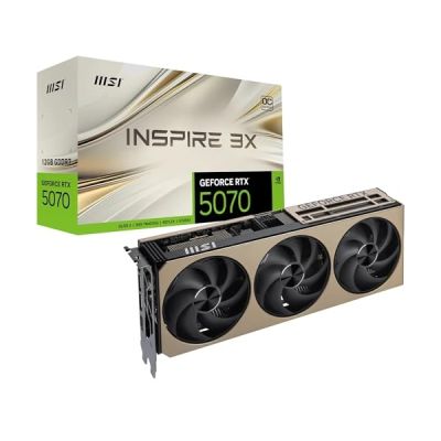 image MSI NVIDIA GeForce RTX 5070 12G Inspire 3X OC Carte Graphique 12 Go GDDR7 (28 Gb/s/192 Bits), Refroidissement à Triple Ventilateur STORMFORCE - HDMI 2.1b, DisplayPort 2.1b, SFF Ready