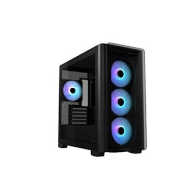 Boîtier ASUS A23 Plus TG ARGB Black microATX (Ventilateurs ARGB préinstallés, Panneau Avant en Maille, Compatible avec Cartes mères avec Ports cachés, radiateurs 360 mm, Cartes Graphiques 380 mm)