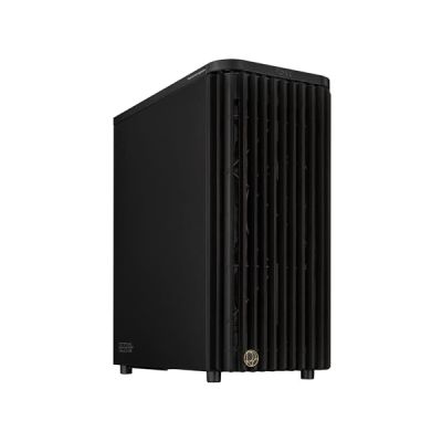 ASUS ProArt PA401 Wood Metal PWM Edition, châssis PC ATX pour Tour Moyenne, Panneau Avant en Bois, Panneau latéral en métal, 2 Ventilateurs de 160 mm avec pales annulaires, Verrouillage à Boutons