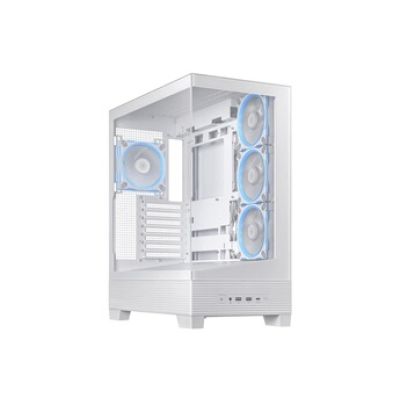 Boîtier ATX ASUS A31 Plus TG ARGB White (Cartes mères à connecteurs cachés, radiateurs de 360 mm et Cartes Graphiques de 380 mm, Quatre Ventilateurs ARGB préinstallés, Gestion des câbles soignée)