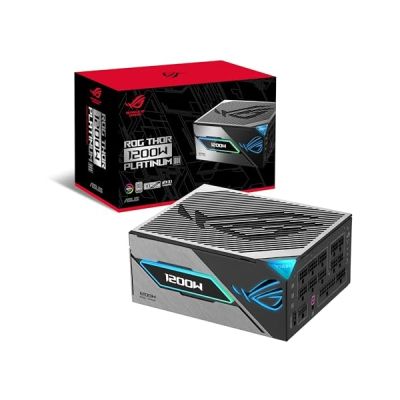 image ASUS ROG Thor 1200W Platinum III Bloc d'alimentation (80 Plus Platinum Certified, ATX 3.1, PCIE 5.1, GaN MOSFET, GPU-First IVS, Magnetic OLED Display, Turbo Mode, garrantie10ans)
