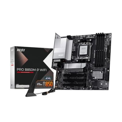 image MSI Pro B850M-P WiFi Carte mère, Micro ATX - pour processeurs AMD Ryzen 9000/8000 / 7000, AM5 - DDR5 Memory Boost 8200+MT/s (OC), PCIe 5.0 x16 & 4.0 x16, M.2 Gen5, Wi-FI 7, 5G LAN