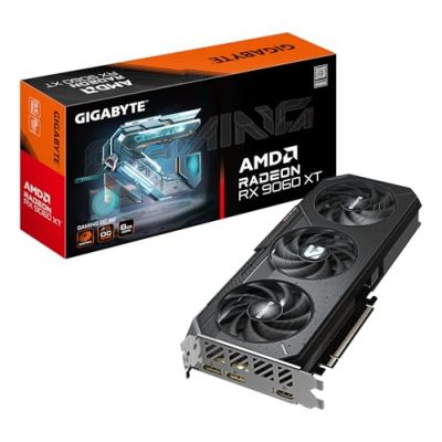 GIGABYTE Radeon RX 9060 XT Gaming OC 8G Carte Graphique - 8GB GDDR6, 128bit, PCI-E 5.0, 3320 MHz Fréquence du cœur, 2 x DisplayPort, 1 x HDMI, GV-R9060XTGAMING OC-8GD