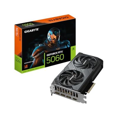 image GIGABYTE GeForce RTX 5060 WINDFORCE 8G Carte Graphique - 8GB GDDR7, 128bit, PCI-E 5.0, 2497 MHz Fréquence du cœur, 3 x DisplayPort, 1 x HDMI, GV-N5060WF2-8GD