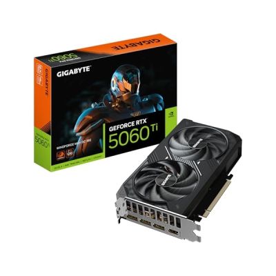 image GIGABYTE GeForce RTX 5060 Ti WINDFORCE MAX OC 16G Carte Graphique – 16 Go GDDR7, 128 bits, PCI-E 5.0, 2587 MHz Fréquence du processeur, 3 x DisplayPort, 1 x HDMI, NVIDIA DLSS 4, GV-N506TWF2MAX OC-16GD