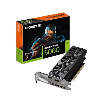 GIGABYTE GeForce RTX 5060 OC Low Profile 8G Carte Graphique - 8GB GDDR7, 128bit, PCI-E 5.0, 2512 MHz Fréquence du cœur, 3 x DisplayPort, 1 x HDMI, GV-N5060OC-8GL