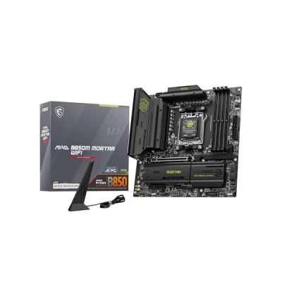 image MSI MAG B850M Mortar WiFi Carte mère Micro ATX - pour processeurs AMD Ryzen 9000/8000 / 7000, AM5 - VRM SPS 60A, DDR5 Memory Boost (8200+ MT/s OC), PCIe 5.0 x16, M.2 Gen, Wi-FI 7, 5G LAN